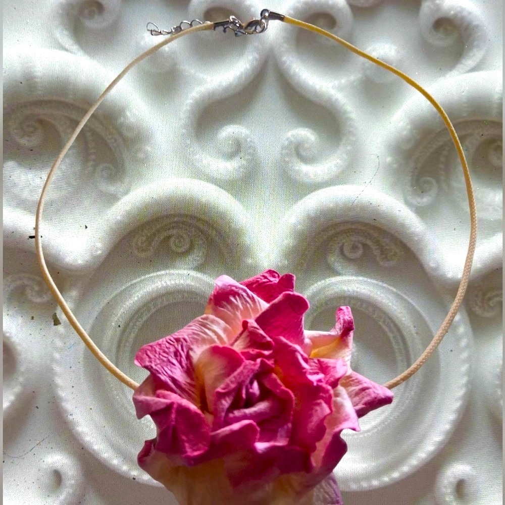Hand Crafted Pink Rose Bloom Choker Necklace